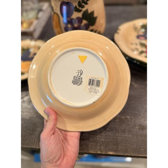 Home Trends Fruit Harvest 5 Pc Set Plates & Cookie Jar Hand Painted Stoneware - Picture 12 of 16